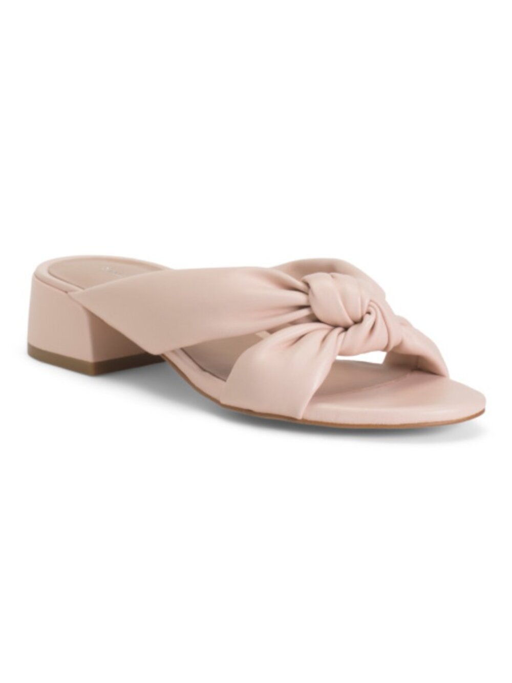 STUART WEITZMAN Rosewater Leather Playa 35 Knot Block Slide Sandals